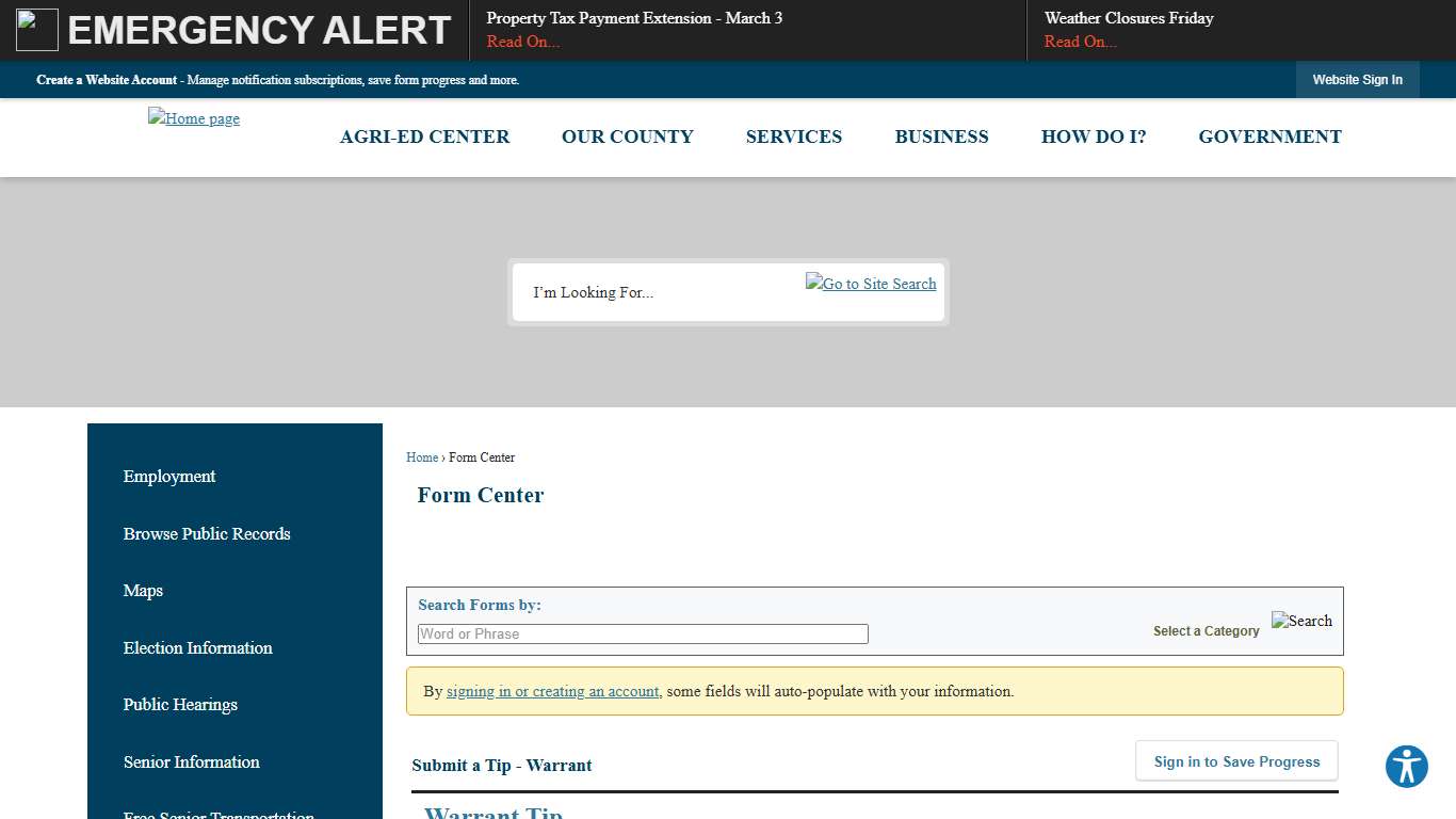 Form Center • Submit a Tip - Warrant
